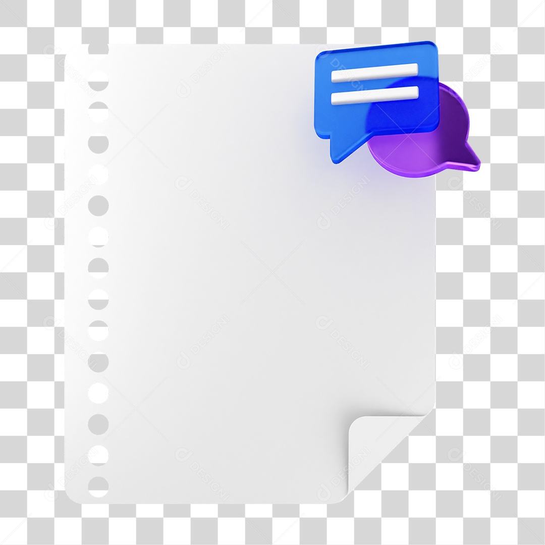 Elemento 3D Caixa de Texto Nota PNG Transparente