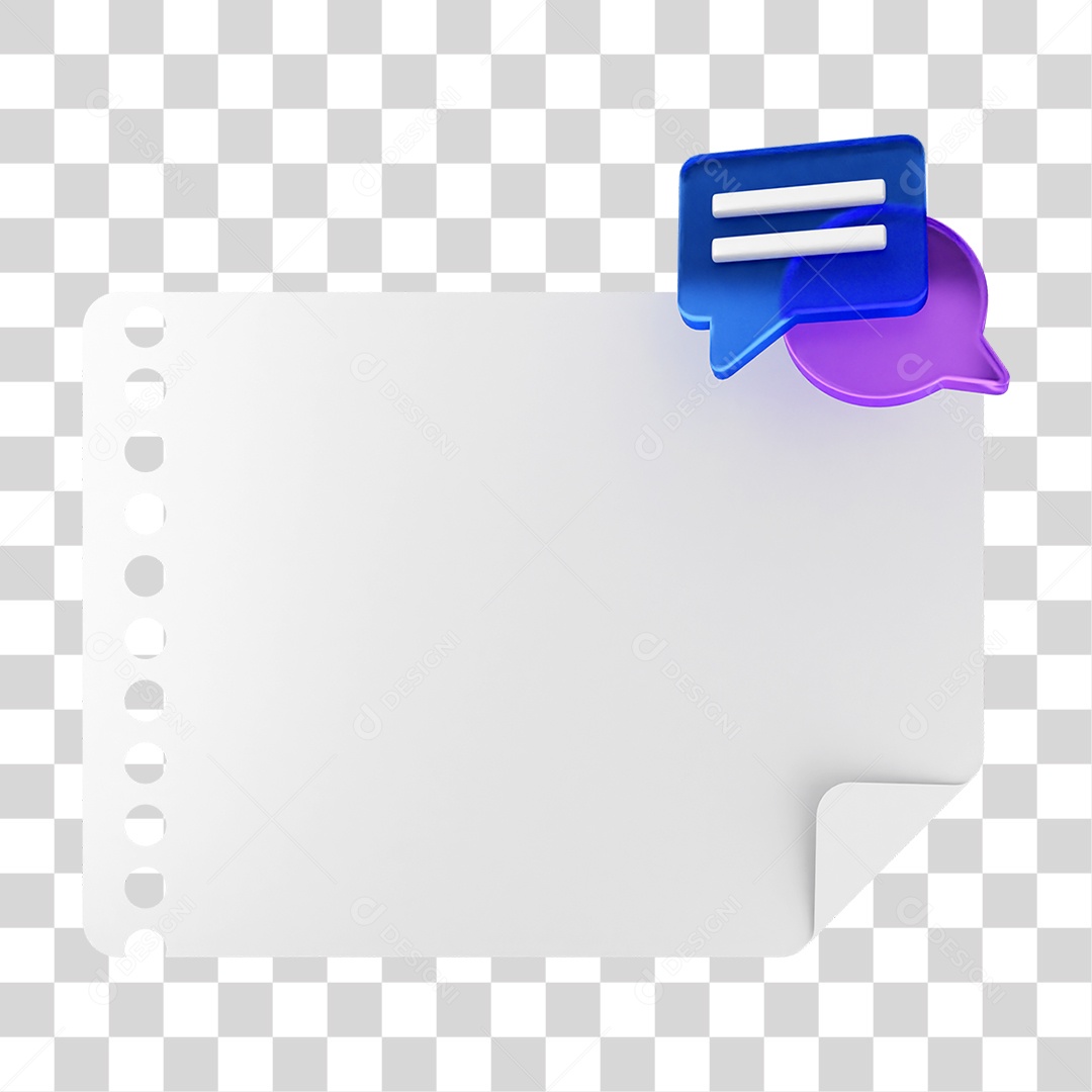 Elemento 3D Caixa de Texto Nota PNG Transparente