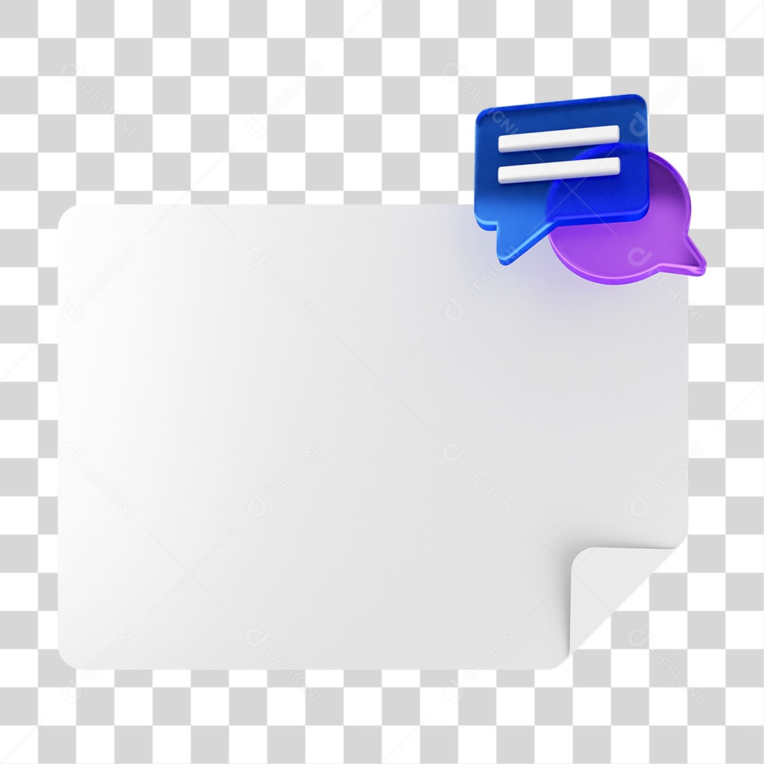 Elemento 3D Caixa de Texto Nota PNG Transparente