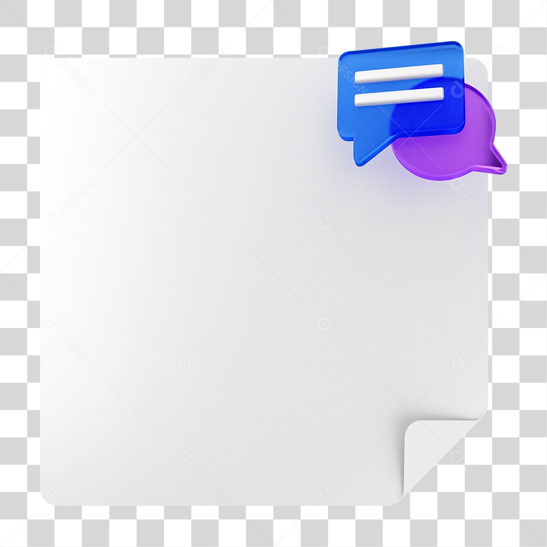 Elemento 3D Caixa de Texto Nota PNG Transparente