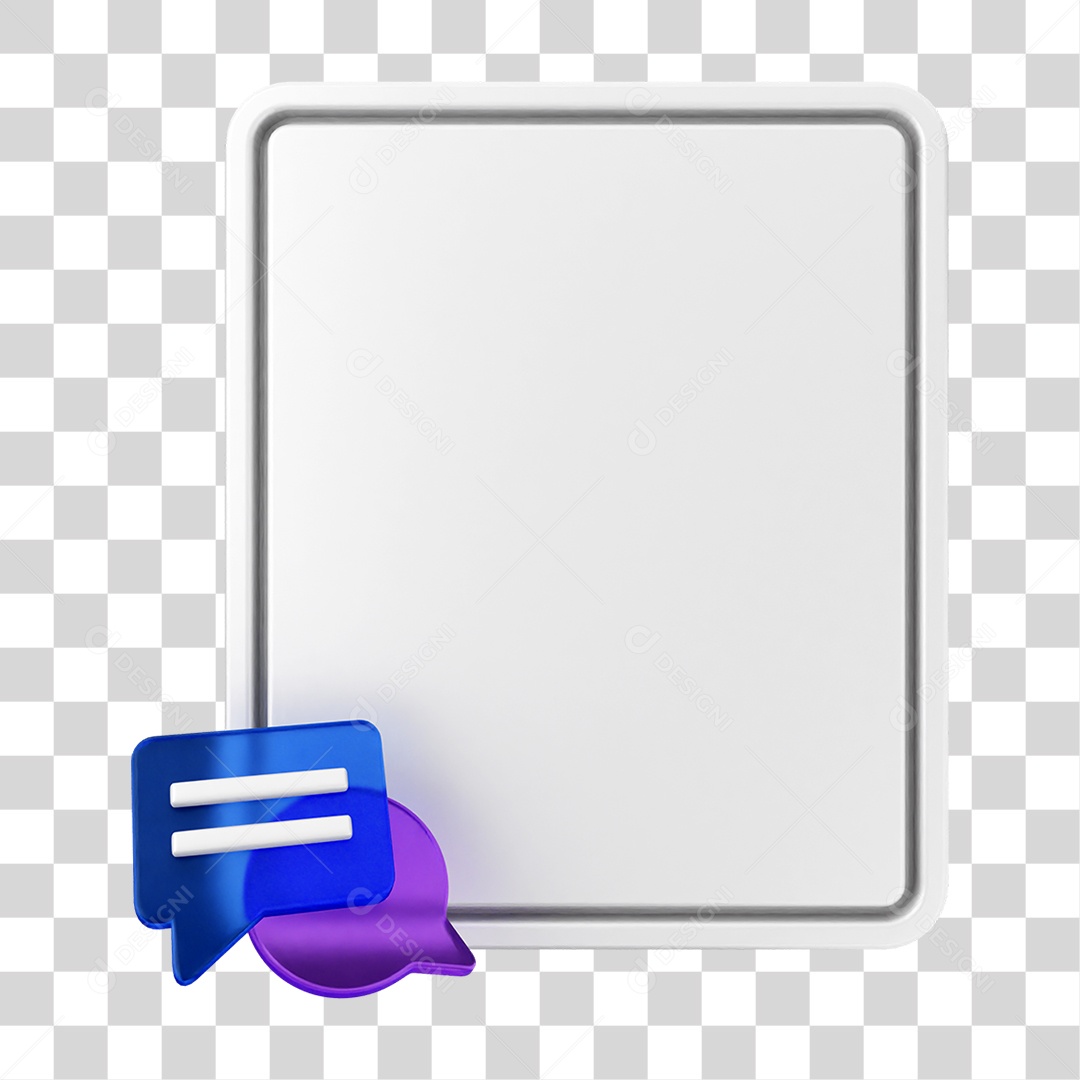 Elemento 3D Caixa de Texto Nota PNG Transparente