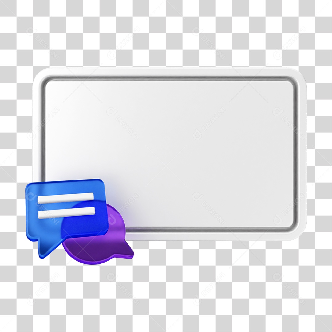 Elemento 3D Caixa de Texto Nota PNG Transparente