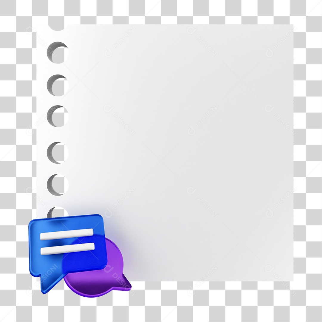 Elemento 3D Caixa de Texto Nota PNG Transparente