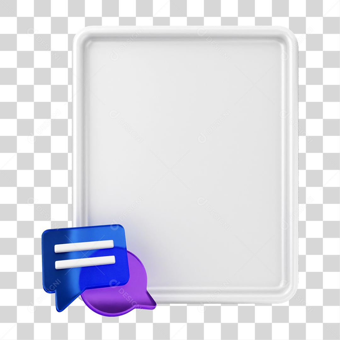 Elemento 3D Caixa de Texto Nota PNG Transparente