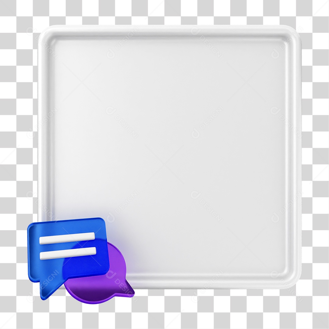 Elemento 3D Caixa de Texto Nota PNG Transparente