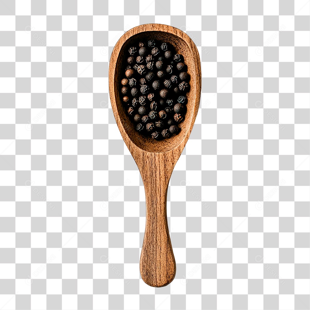 Colher de Pau com Pimenta do Reino PNG Transparente