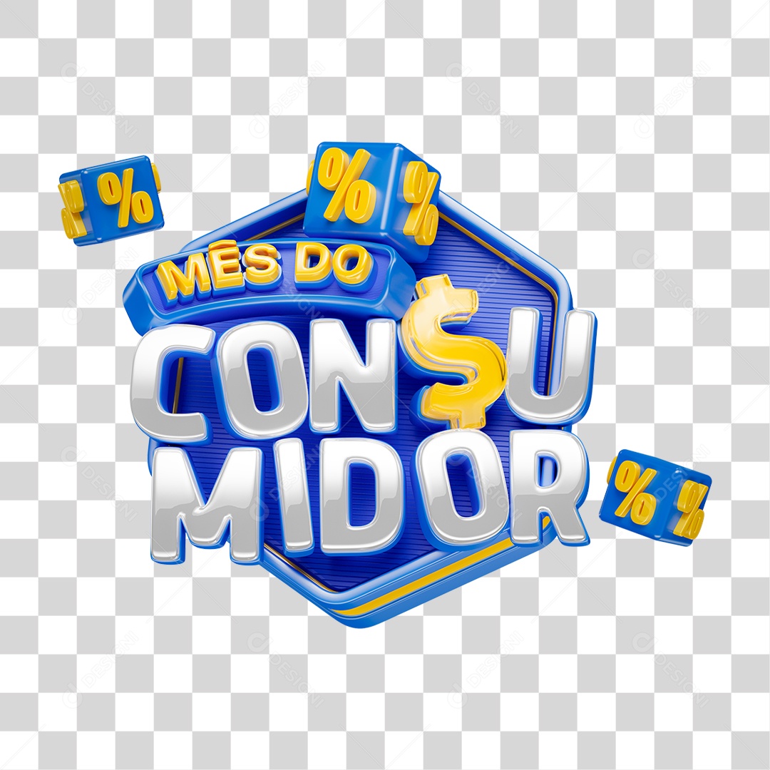 Selo 3D Mês do Consumidor PNG Transparente