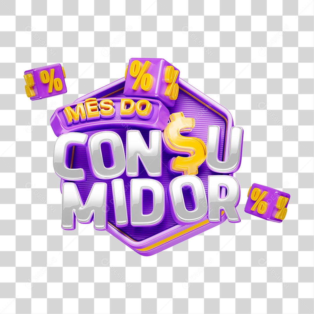 Selo 3D Mês do Consumidor  PNG Transparente