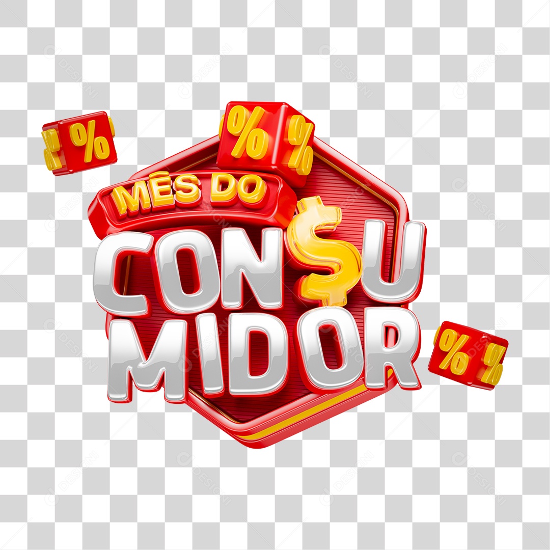 Selo 3D Mês do Consumidor PNG Transparente