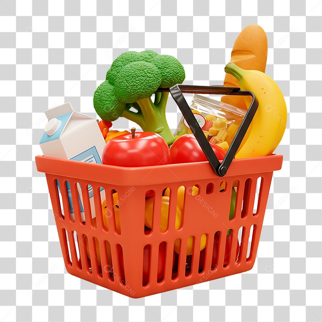Cesta de Supermercado PNG Transparente