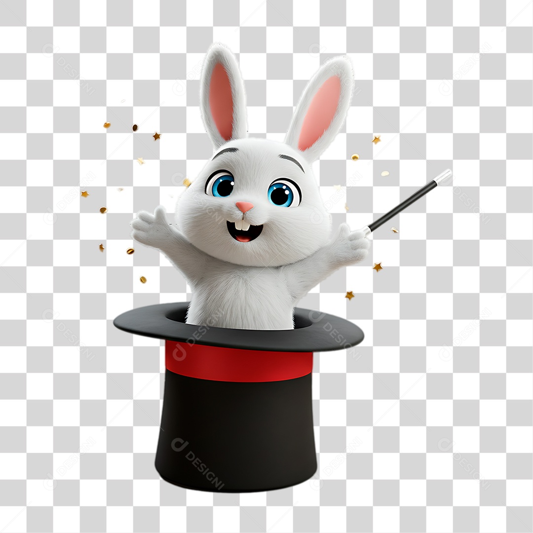 Coelho Dentro da Cartola PNG Transparente