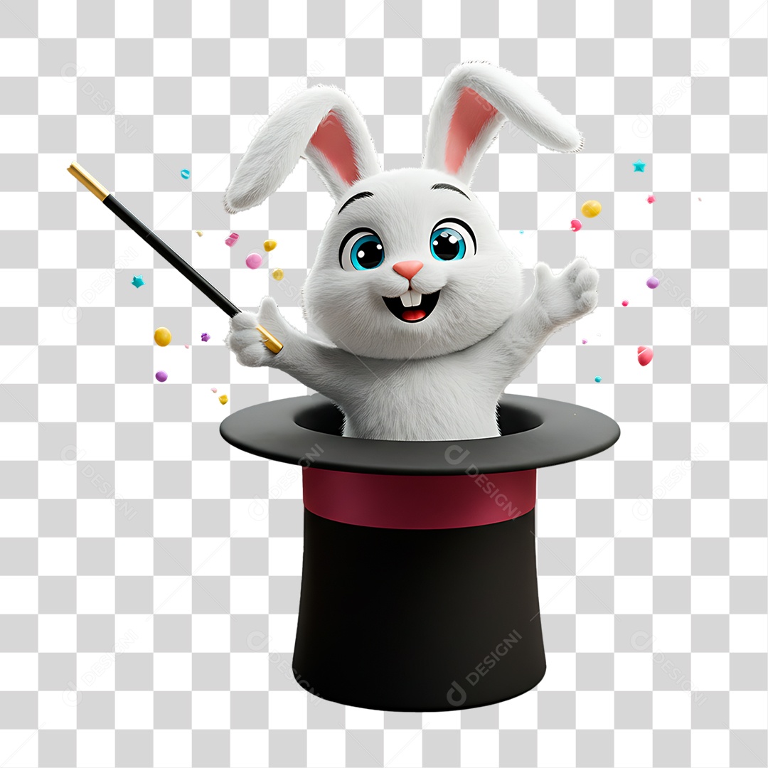 Coelho Dentro da Cartola PNG Transparente