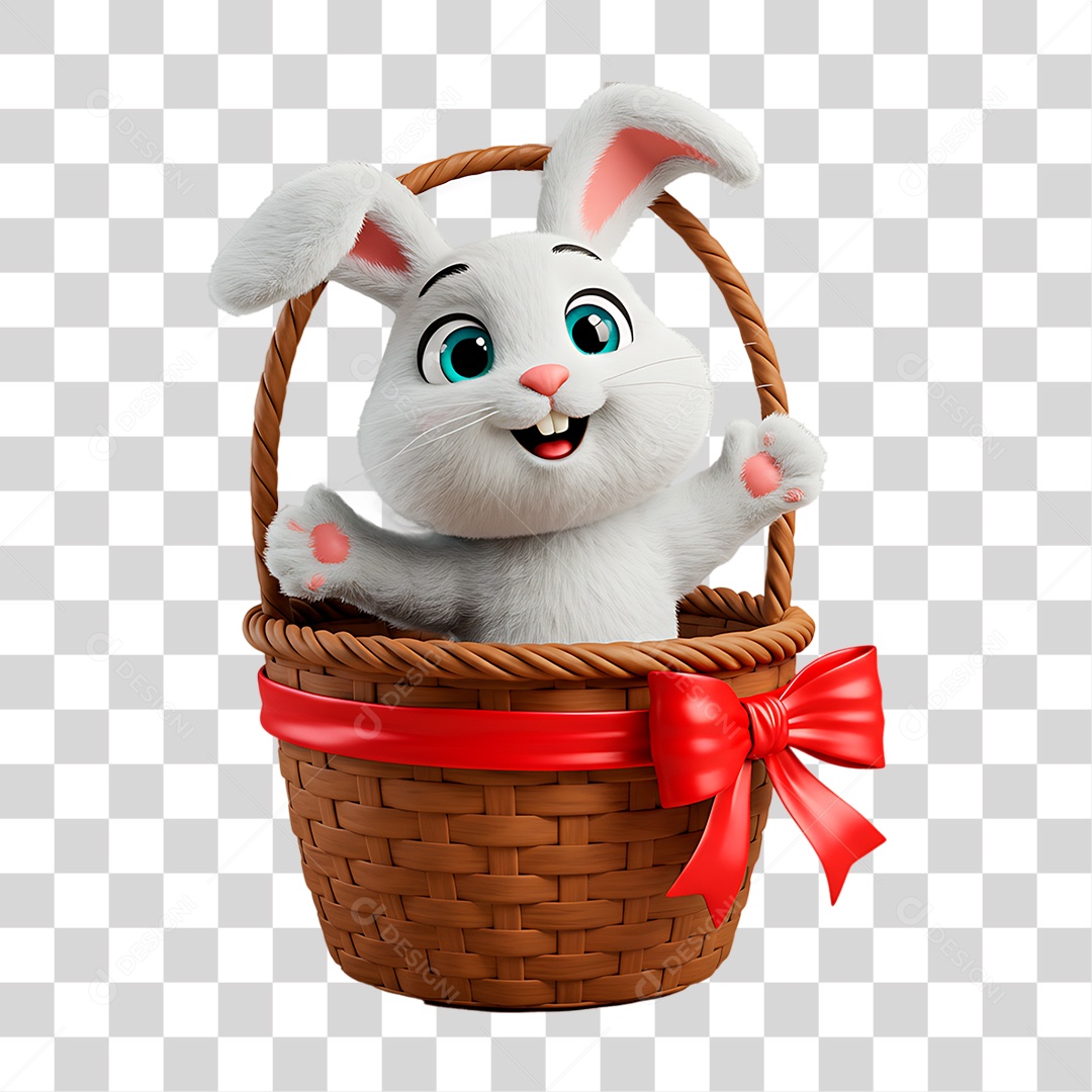 Coelho Dentro Cesta PNG Transparente