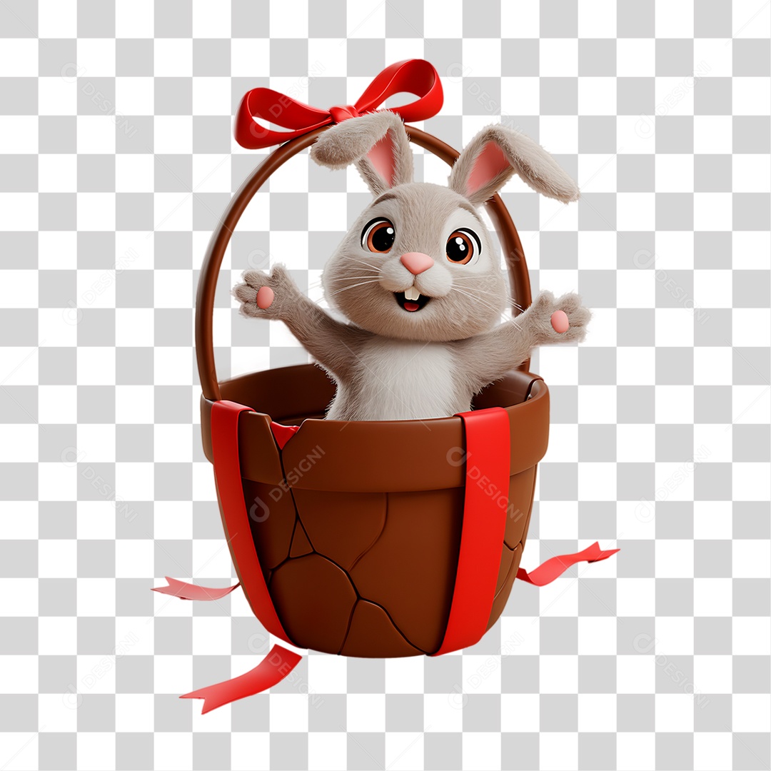 Coelho Dentro da Cesta PNG Transparente