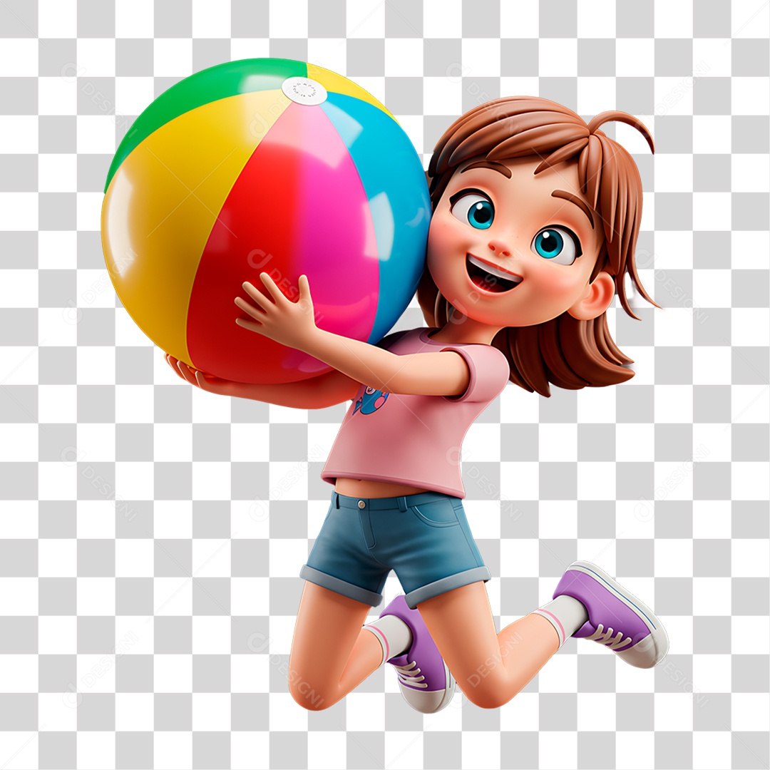 Criança Segurando Bola Colorida PNG Transparente