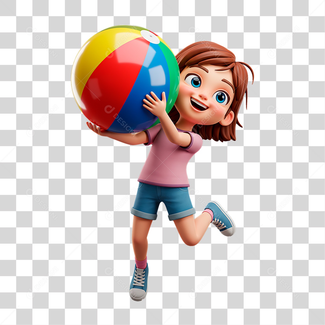 Criança Segurando Bola Colorida PNG Transparente