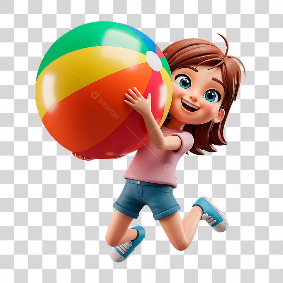 Criança Segurando Bola Colorida PNG Transparente