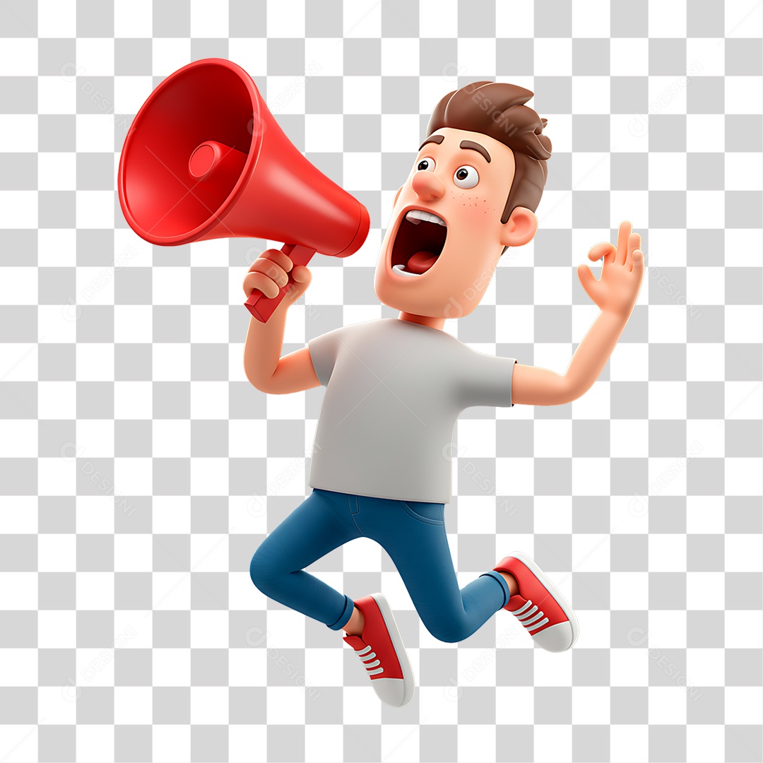 Personagem Homem com Megafone PNG Transparente