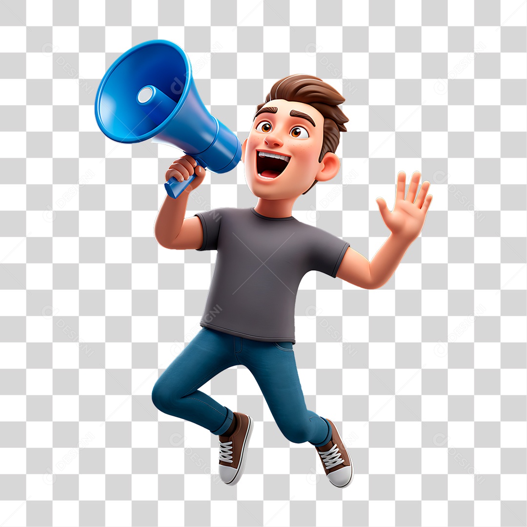 Personagem Homem com Megafone PNG Transparente
