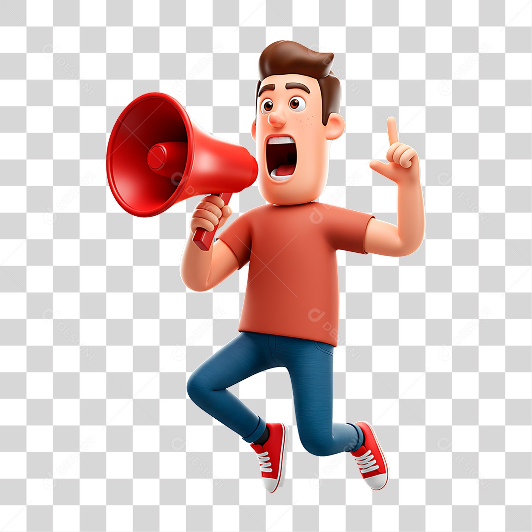 Personagem Homem com Megafone PNG Transparente