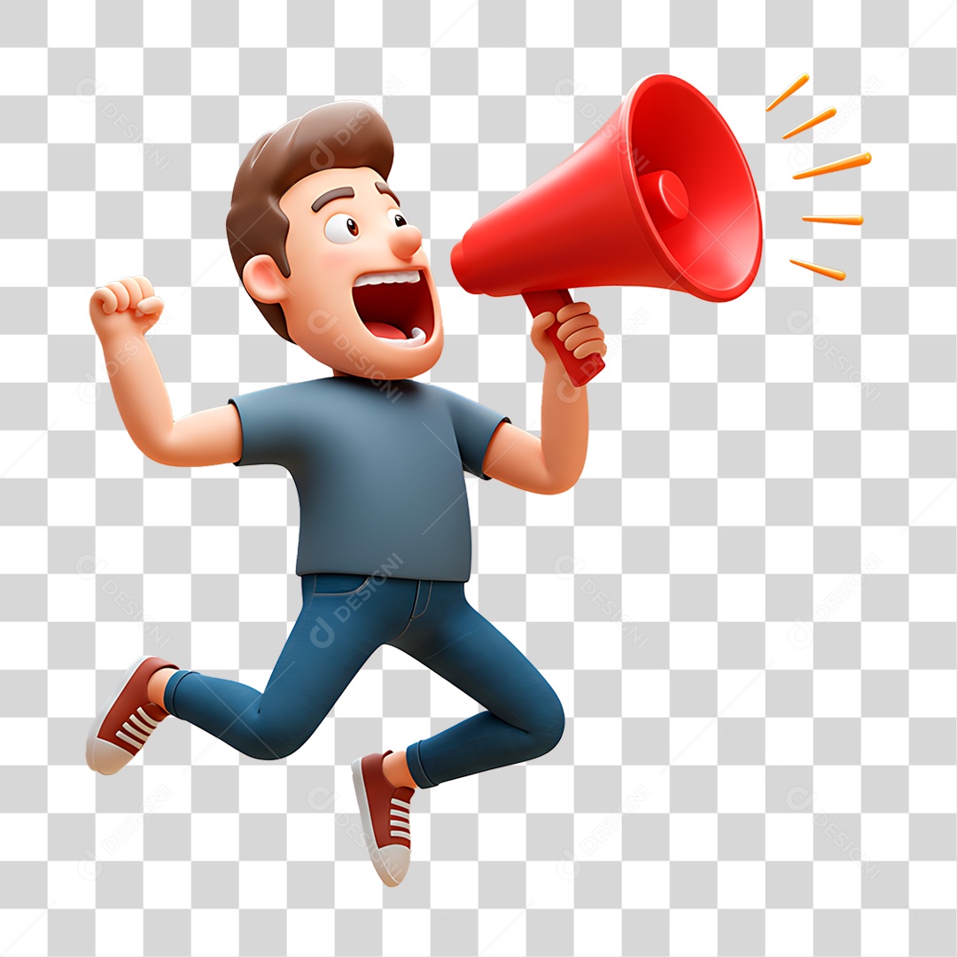 Personagem Homem com Megafone PNG Transparente