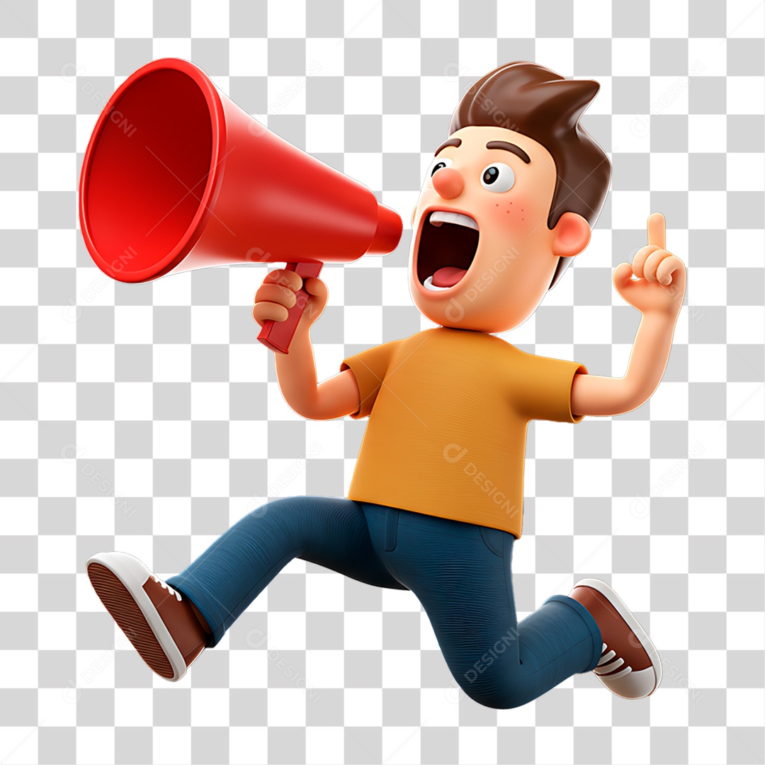 Personagem Homem com Megafone PNG Transparente