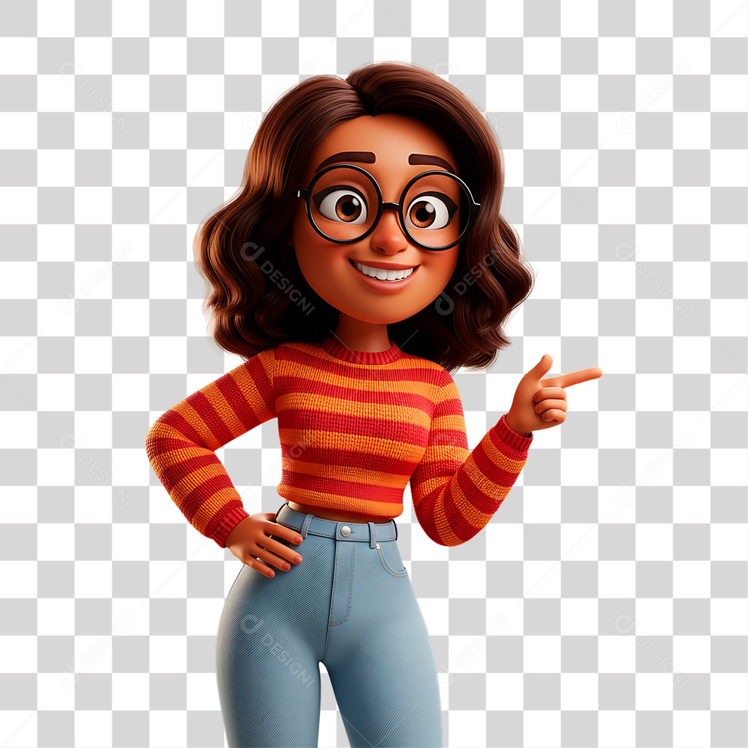 Personagem Mulher Acenando PNG Transparente