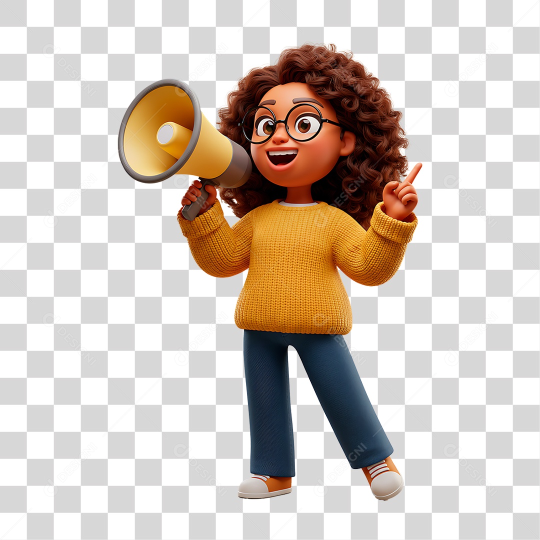 Personagem Mulher Com Megafone PNG Transparente