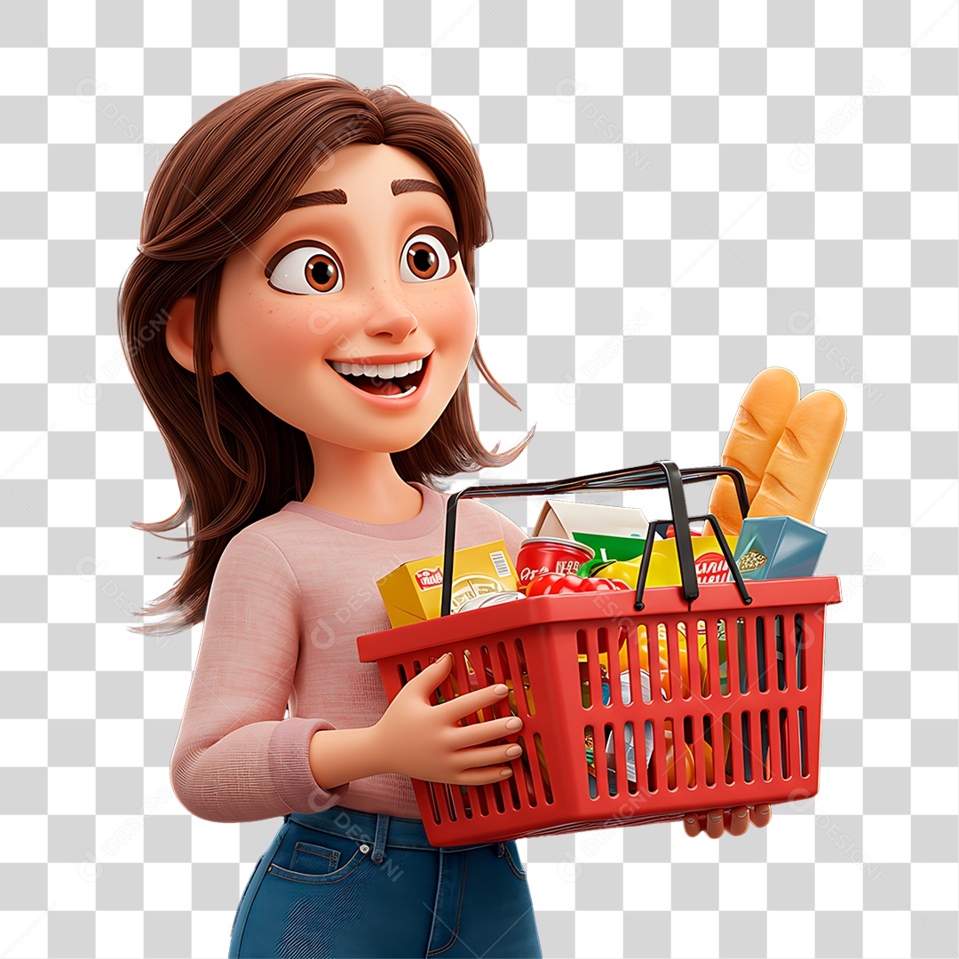 Personagem com Cesta PNG Transparente