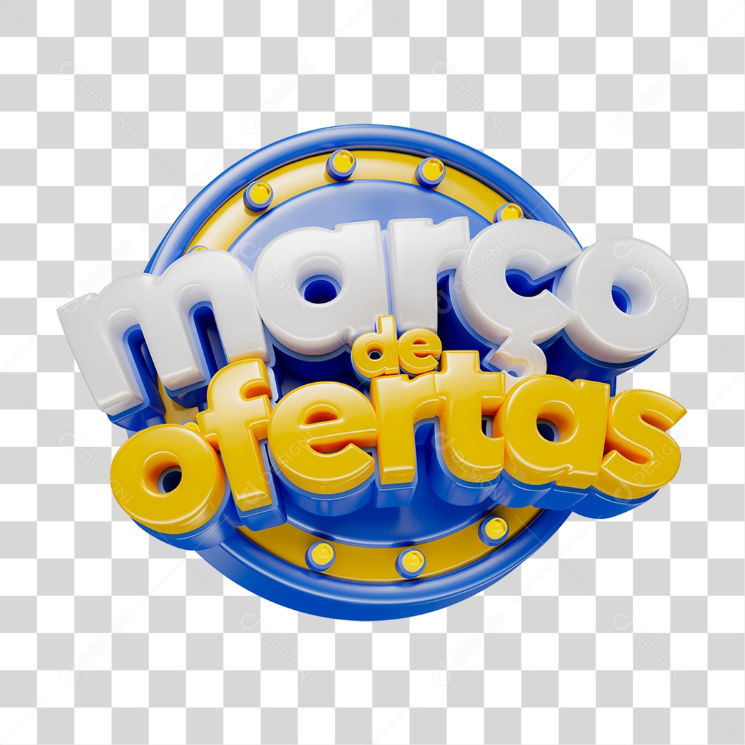 Selo 3D Março de Ofertas PNG Transparente