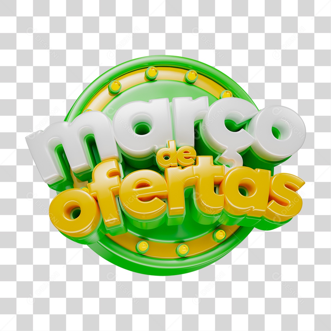 Selo 3D Março de Ofertas PNG Transparente