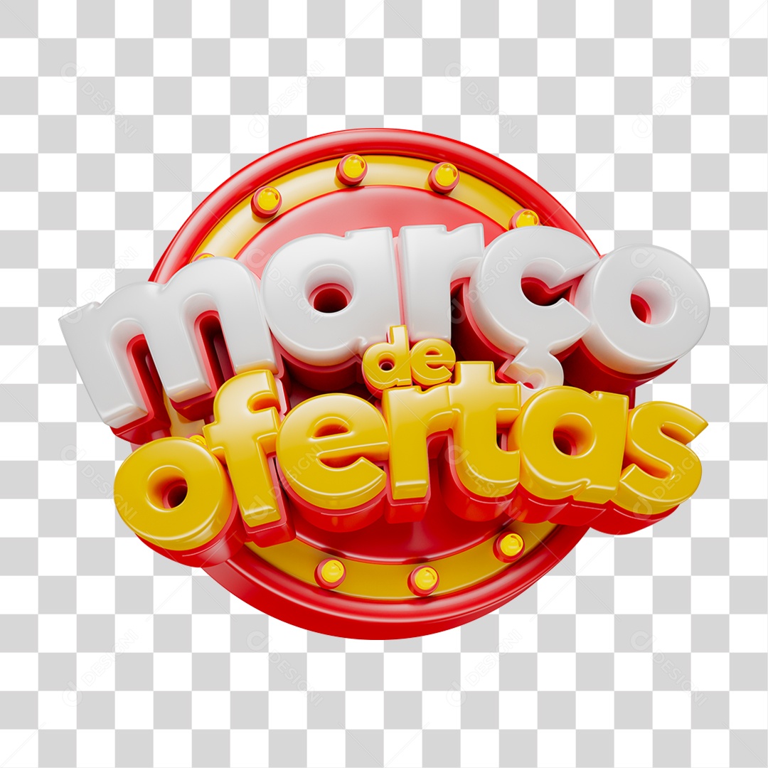 Selo 3D Março de Ofertas PNG Transparente