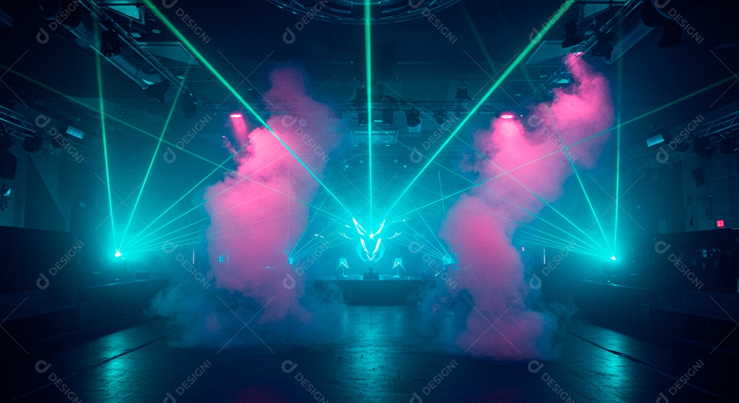 Cenário de Palco iluminado com luzes