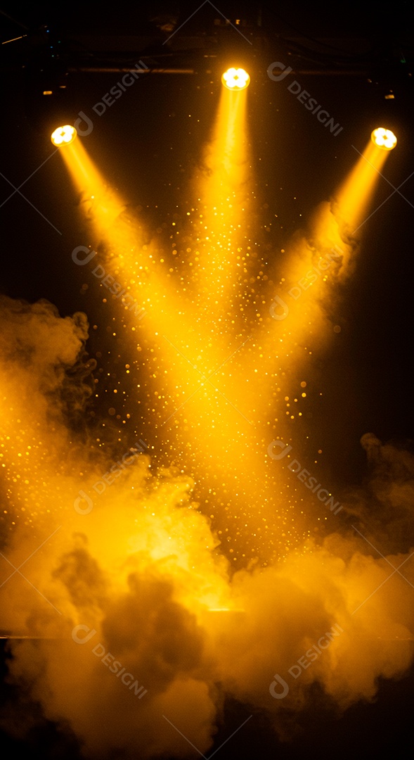 Lindo cenário com luzes e fumaça verde