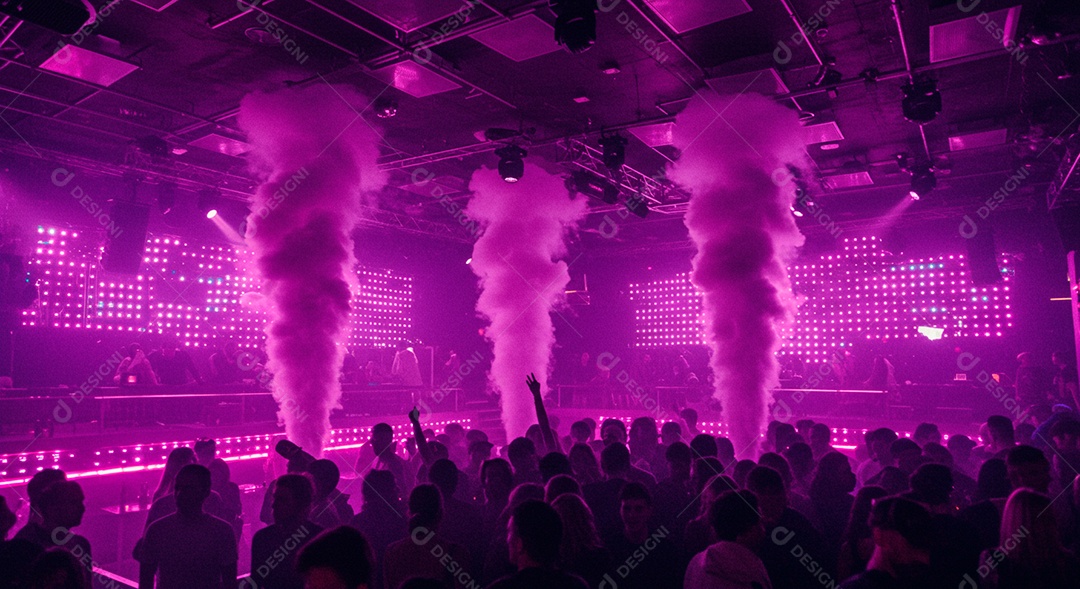 Lindo cenário com luzes e fumaça verde