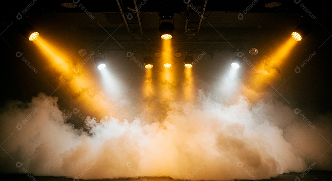 Cenário de Palco iluminado com luzes