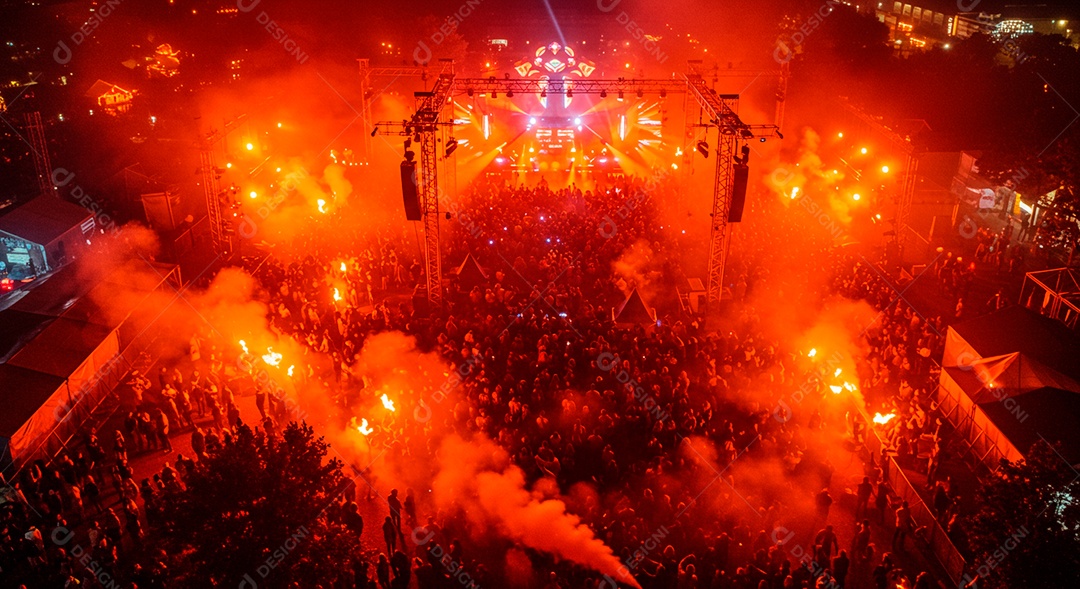 Pessoas aglomerada em evento