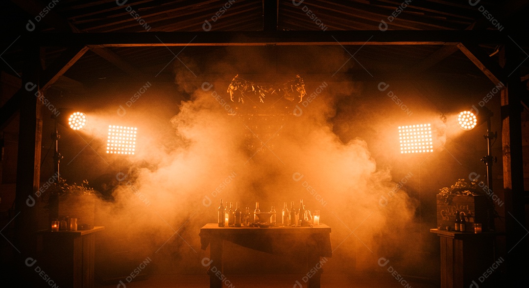 Cenário de Palco iluminado com luzes