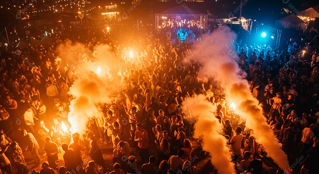 Pessoas aglomerada em evento