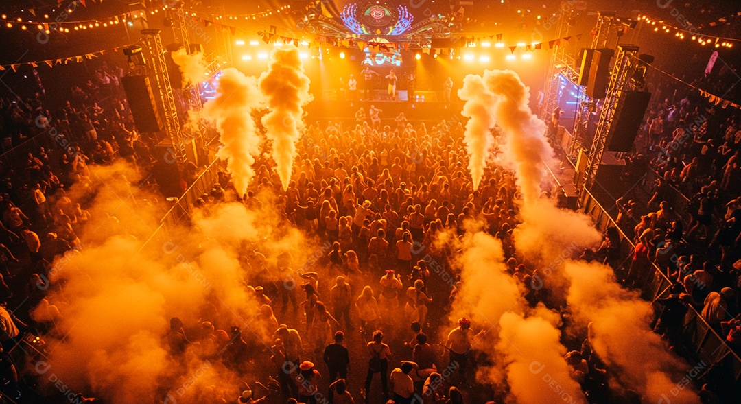 Cenário de Palco iluminado com luzes