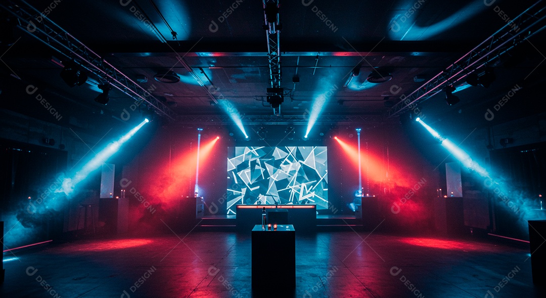 Cenário de Palco iluminado com luzes