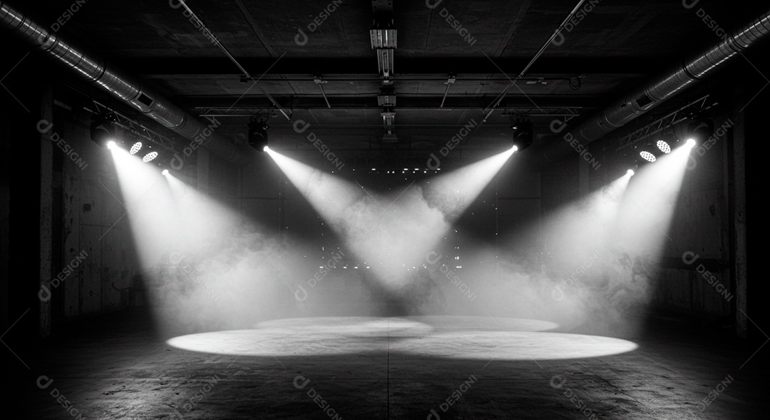 Cenário de Palco iluminado com luzes