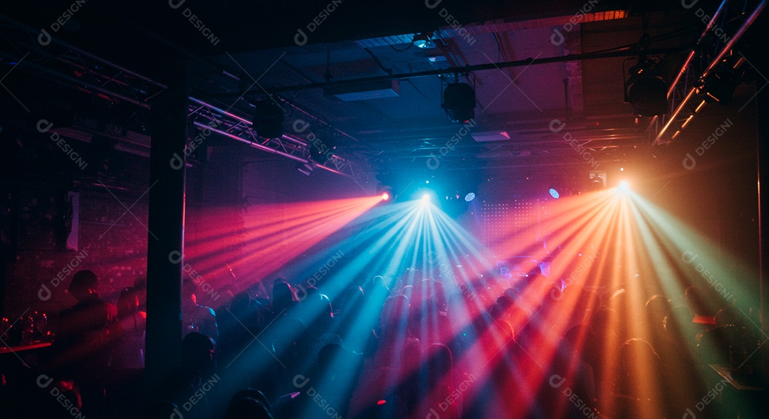 Cenário de Palco iluminado com luzes