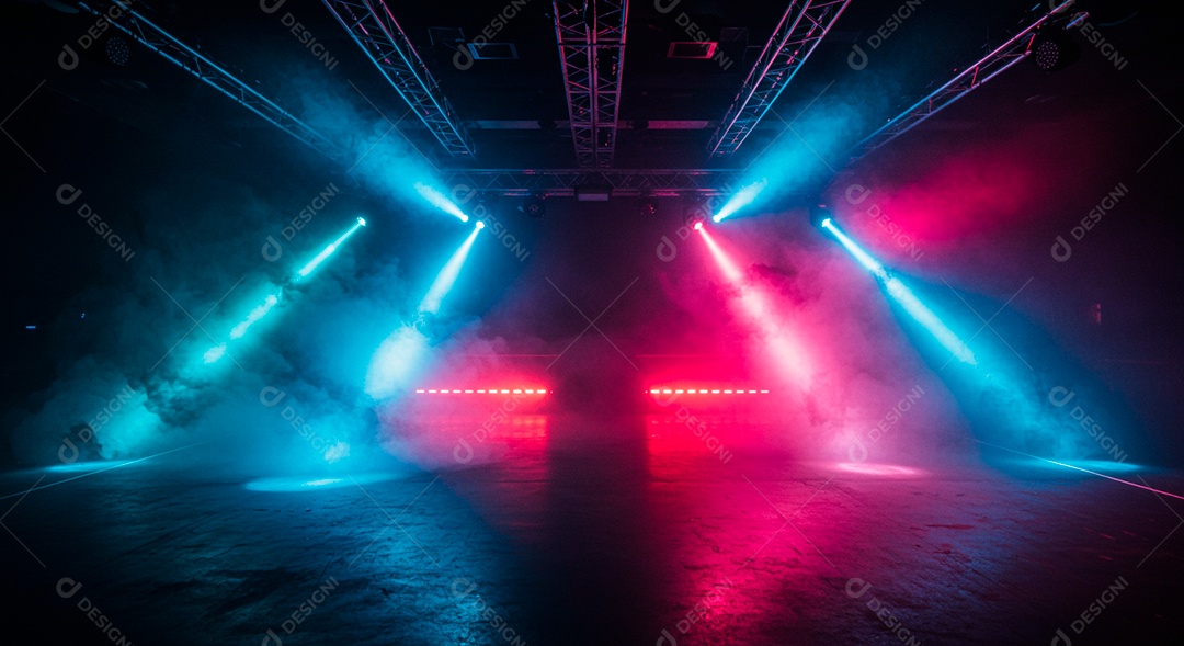Cenário de Palco iluminado com luzes