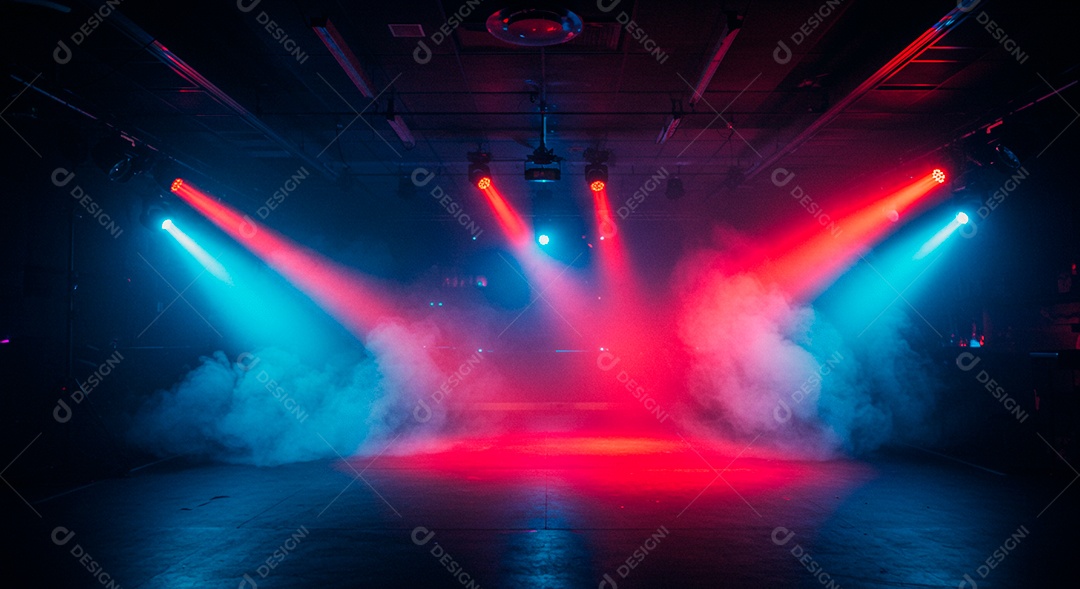 Cenário de Palco iluminado com luzes