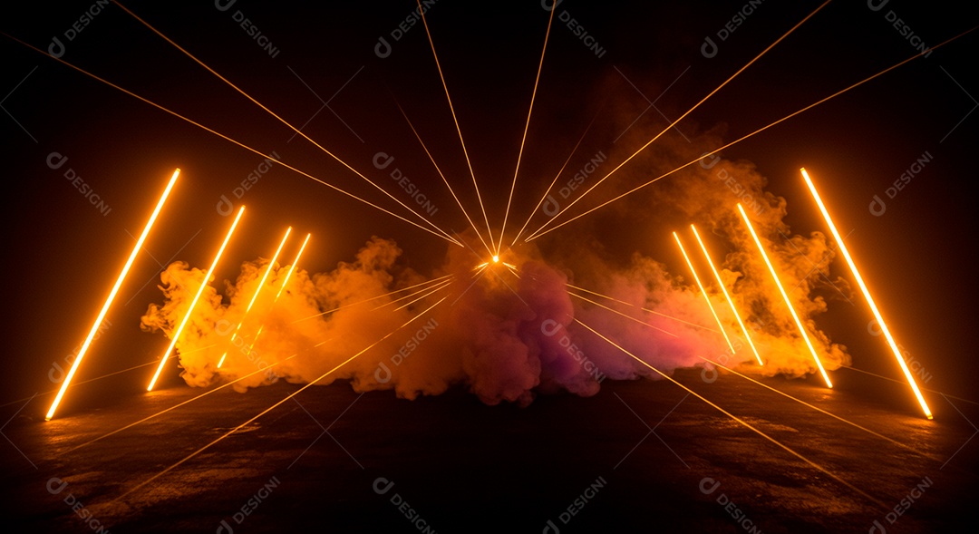 Cenário de Palco iluminado com luzes