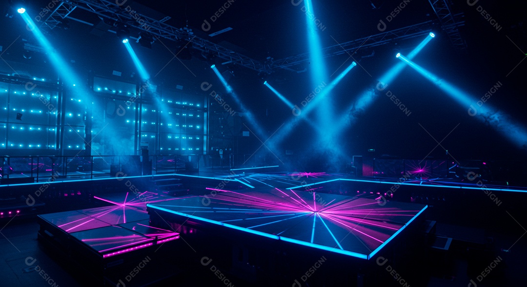 Cenário de Palco iluminado com luzes