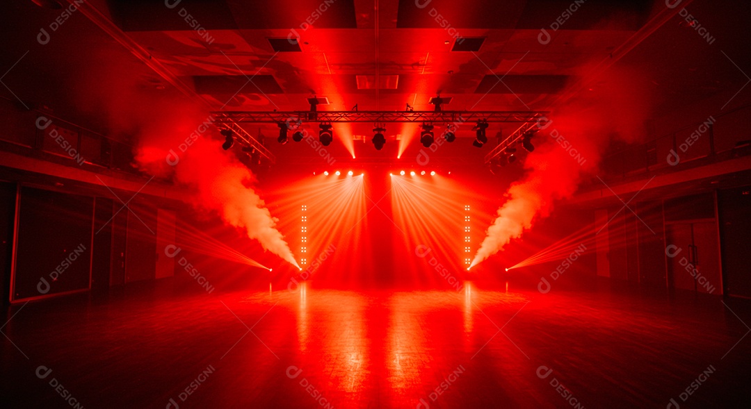 Cenário de Palco iluminado com luzes