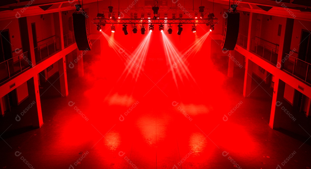 Cenário de Palco iluminado com luzes