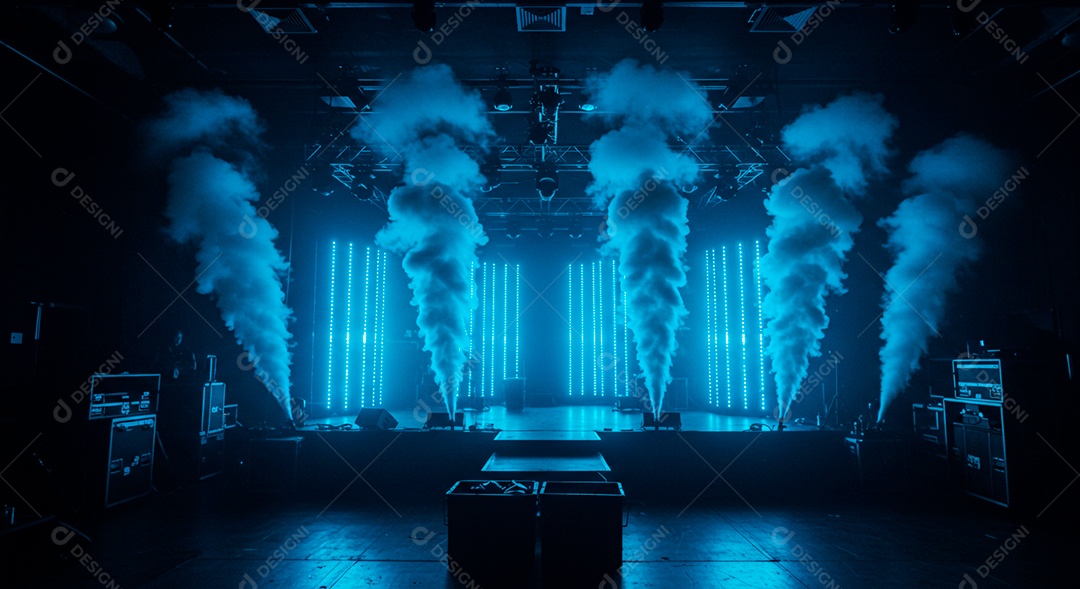 Cenário de Palco iluminado com luzes